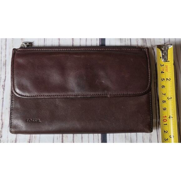 Vintage Fossil Brown Genuine Leather Wallet Many Pockets & Organizers - Picture 11 of 11